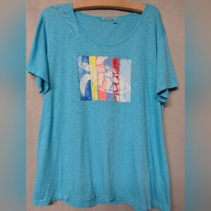 Fresh Produce Turquoise Short-Sleeve Turtle Graphic Tee SIZE XL